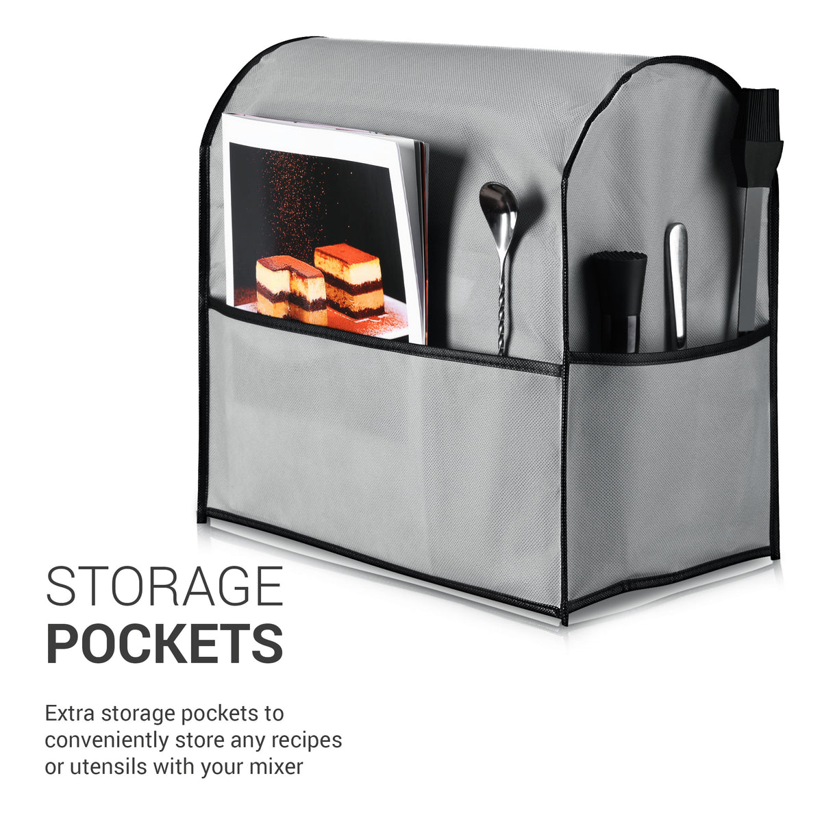 kwmobile Cover compatible with KitchenAid 4.3-4.8 liter - with 3 Pockets - Stand Mixer Dust Cover