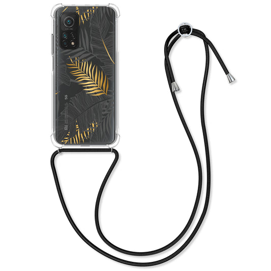 kwmobile Necklace Case compatible with Xiaomi Mi 10T / Mi 10T Pro Cover - Silicone Case with Lanyard Transparent Jungle