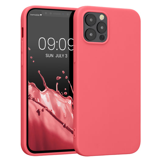 kwmobile Handyhülle für Apple iPhone 12 / iPhone 12 Pro Hülle - TPU Case - Kabelloses Laden - Schutzhülle Cover in Neon Koralle Neon Koralle  