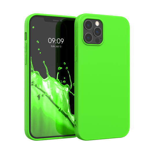 kwmobile Handyhülle für Apple iPhone 12 Pro Max Hülle - TPU Case - Kabelloses Laden - Schutzhülle Cover in Neon Grün Neon Grün  