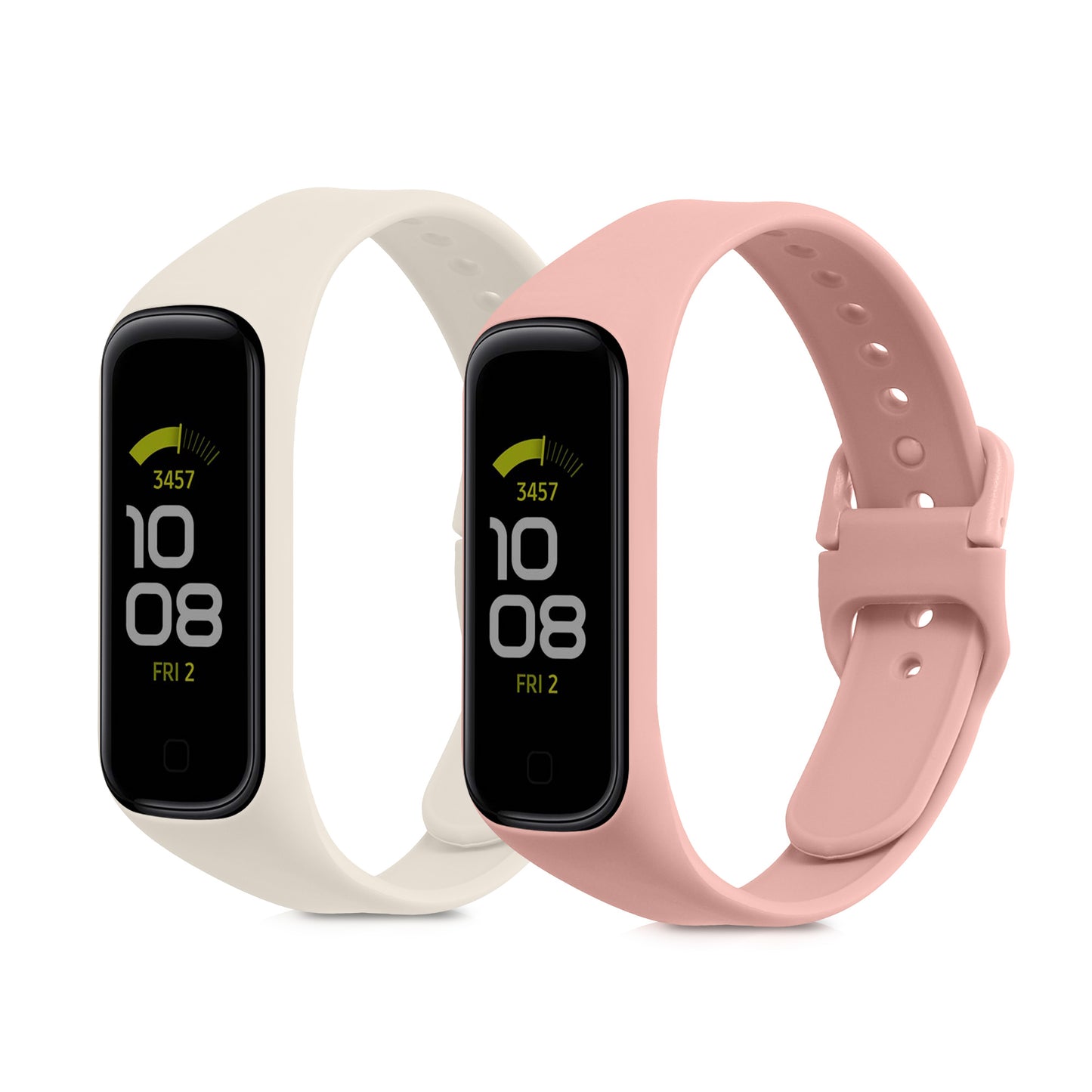 kwmobile 2x Uhrenarmband für Samsung Galaxy Fit 2 Armband - Fitnesstracker Band Set aus TPU Silikon - Ersatzarmband Smartwatch - Weiß Altrosa Weiß  [dsg14]