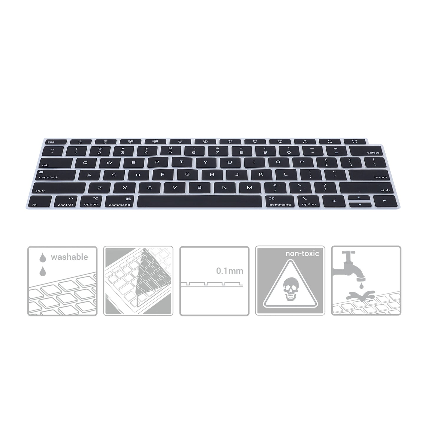 kwmobile Tastaturschutz für Apple MacBook Air 13’’ 2018 2019 2020 A1932 - QWERTY US Keyboard Cover Abdeckung - Schwarz