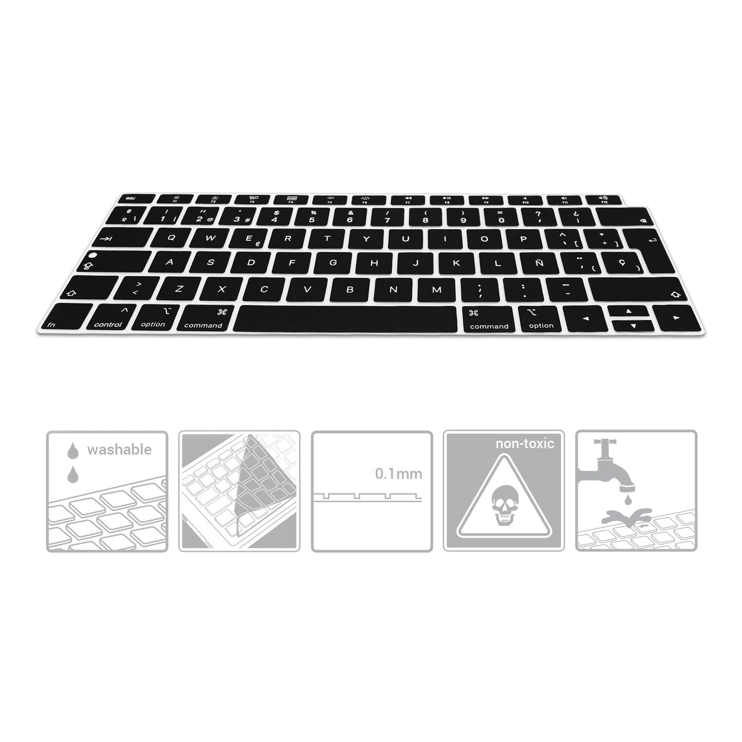 kwmobile Tastaturschutz QWERTY (Spanien) kompatibel mit Apple MacBook Air 13’’ 2018 2019 2020 A1932 - Schwarz