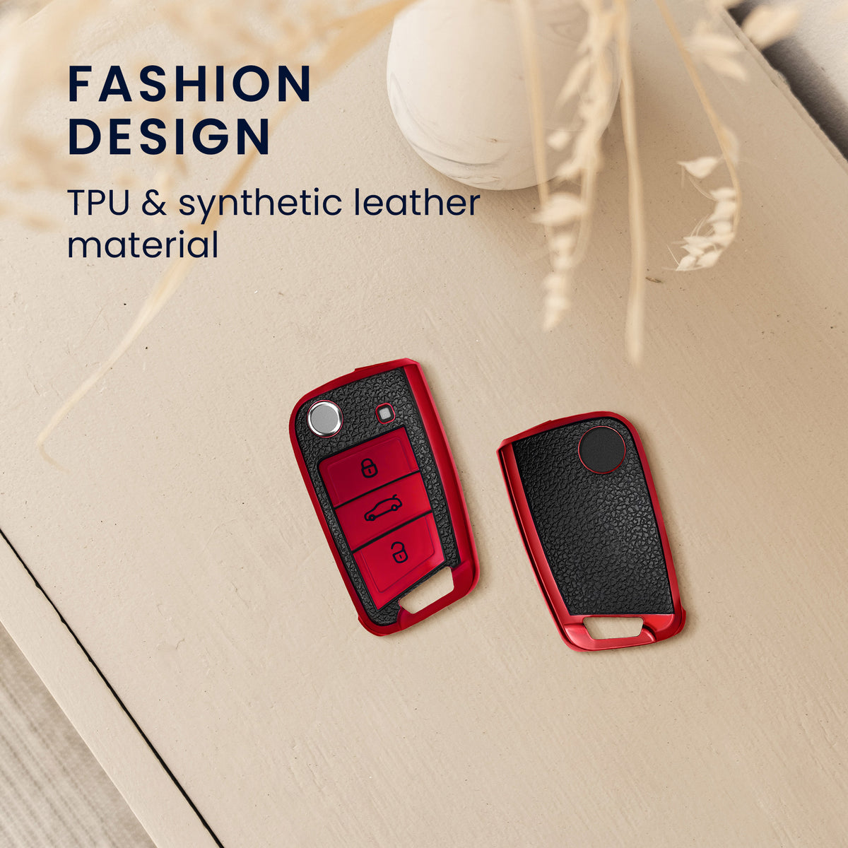 VW Golf 7 MK7 3-Button TPU Car Key Cover Leather Look