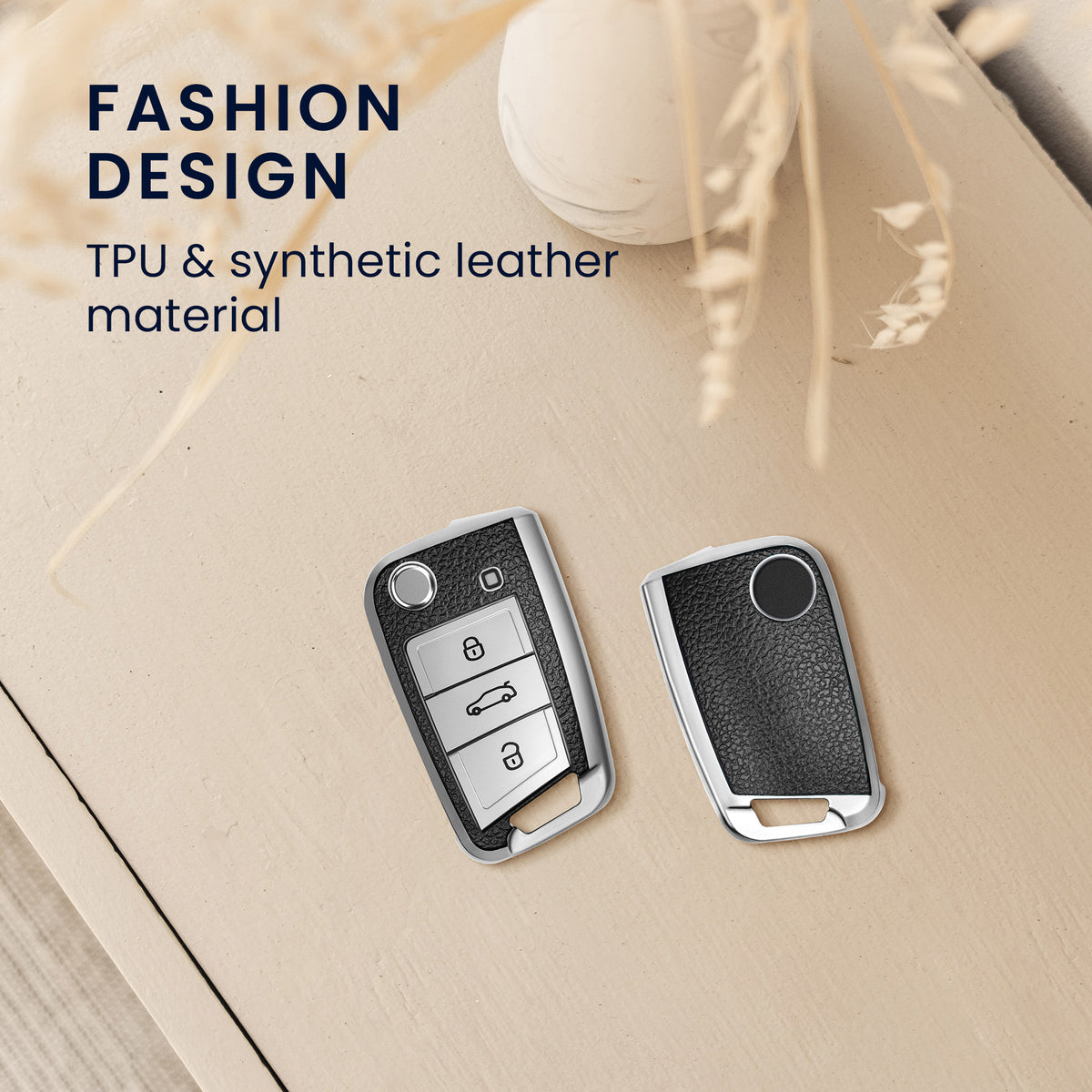 VW Golf 7 MK7 3-Button TPU Car Key Cover Leather Look