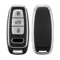kwmobile Autoschlüssel Hülle kompatibel mit Audi A6 A7 A8 Q7 Q8 3-Tasten Autoschlüssel Keyless - Schlüsselhülle Cover Silber Schwarz Silber  [dsg01]