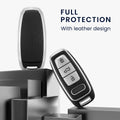 TPU Car Key Cover for Audi A6 A7 A8 Q7 Q8 3-Button Keyless Black and Silver Leather Look