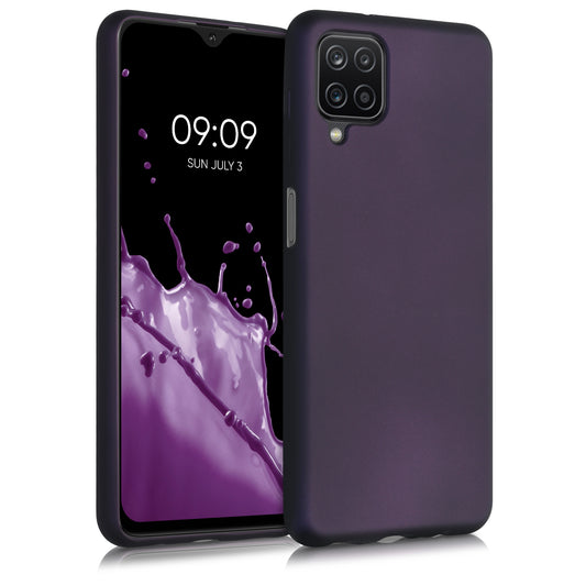 kwmobile Handyhülle für Samsung Galaxy A12 Hülle - Silikon Case metallisch schimmernd - Schutzhülle Cover - Metallic Brombeere Metallic Brombeere  