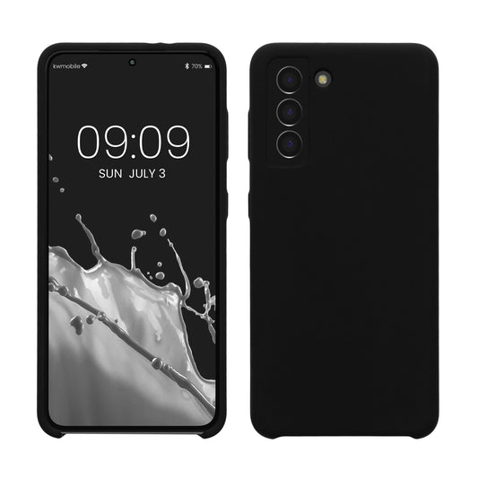 kwmobile Handyhülle für Samsung Galaxy S21 Hülle - Case Silikon - Kabelloses Laden - Schutzhülle Cover in Schwarz Schwarz  
