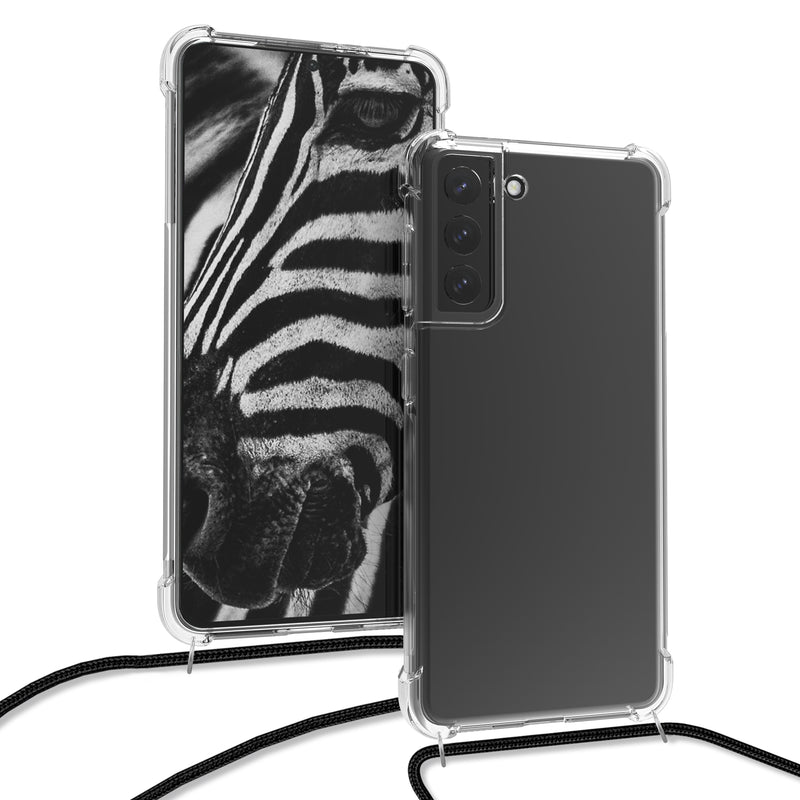 kwmobile Necklace Case compatible with Samsung Galaxy S21 Silicone Cover with Lanyard Phone Case