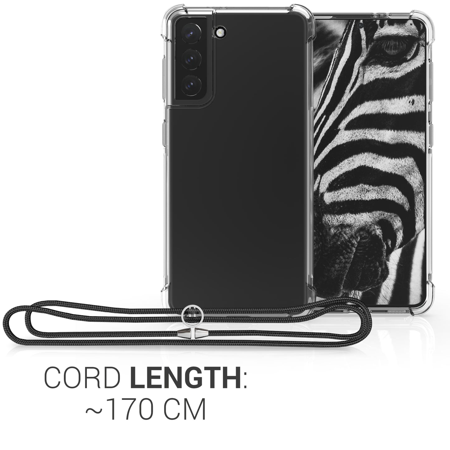 kwmobile Necklace Case compatible with Samsung Galaxy S21 Silicone Cover with Lanyard Phone Case
