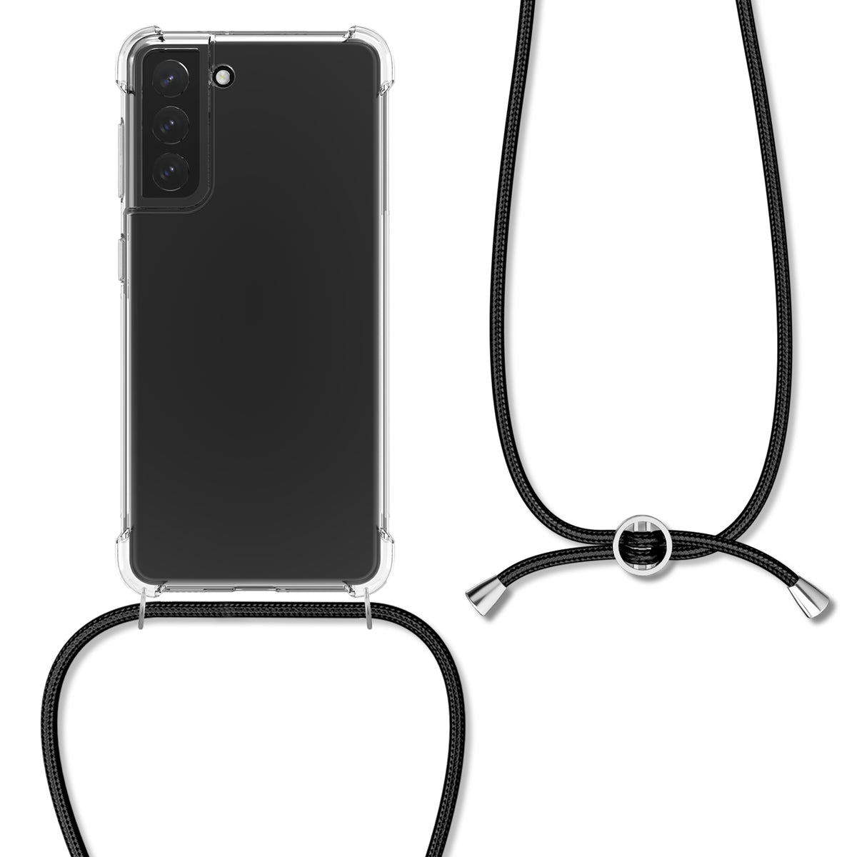 kwmobile Necklace Case compatible with Samsung Galaxy S21 Silicone Cover with Lanyard Phone Case
