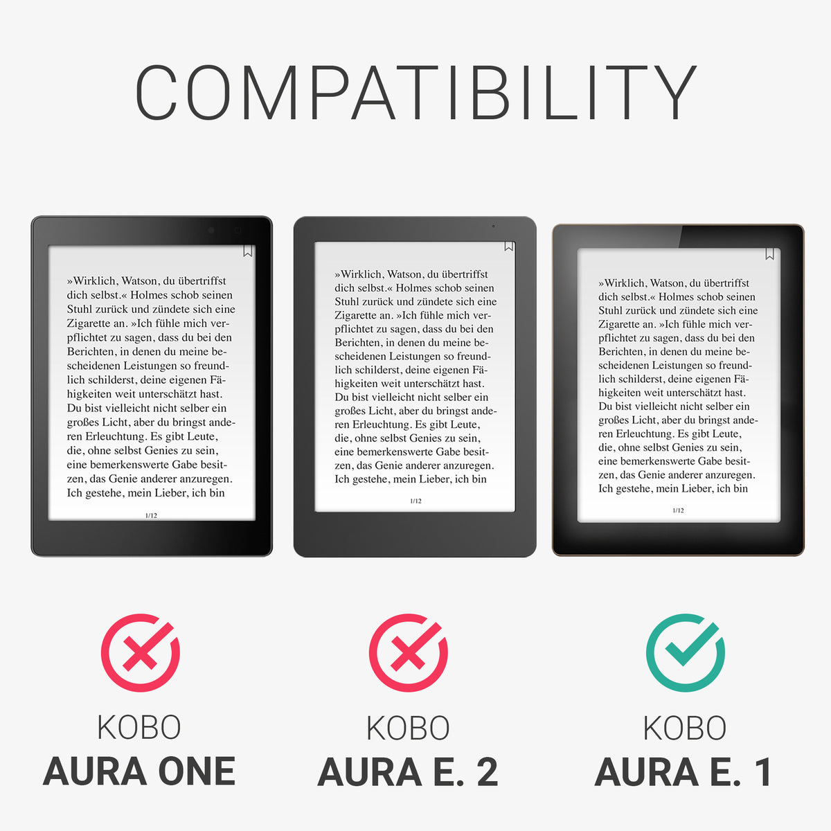 Kobo Aura Edition 1 with Hand Strap Flip Case Dark Grey Denim