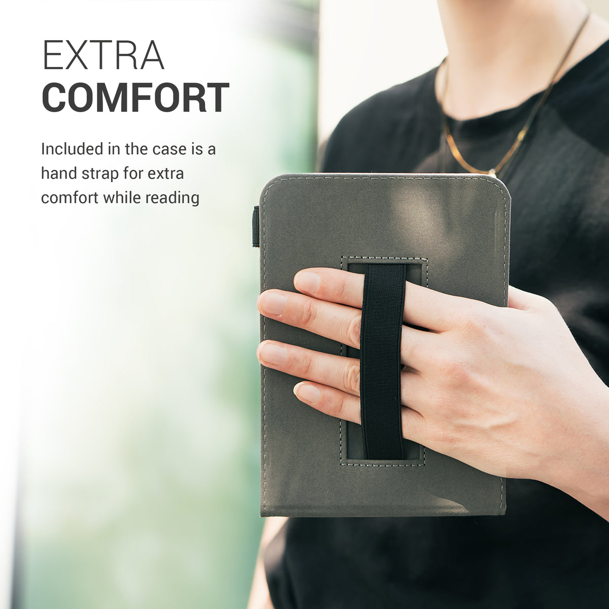 Kobo Aura Edition 1 with Hand Strap Flip Case Dark Grey Denim