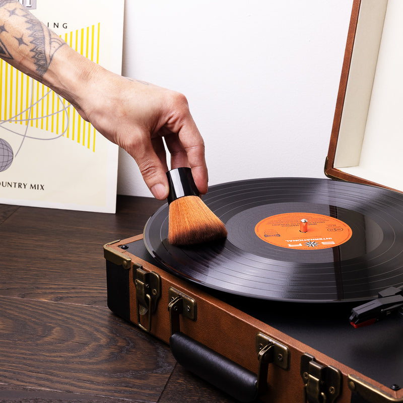 kwmobile Nylon Reinigungsbürste für Schallplatten - Schallplattenbürste für Vinyl - LP Plattenbürste - Plattenspieler