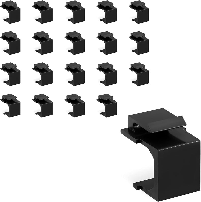 kwmobile 20x Keystone Blindabdeckung - Keystone Abdeckung Netzwerkdose - Buchse Einsätze Set - Patch Panel Staubschutz Buchsenabdeckung - Schwarz Schwarz  