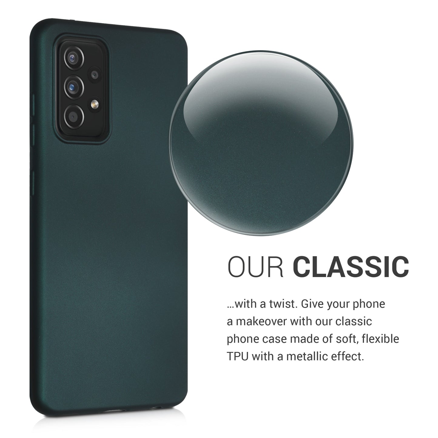 kwmobile Phone Case for Samsung Galaxy A52 / A52 5G / A52s 5G - Metallic Shimmer Silicone Cover - Protective Case
