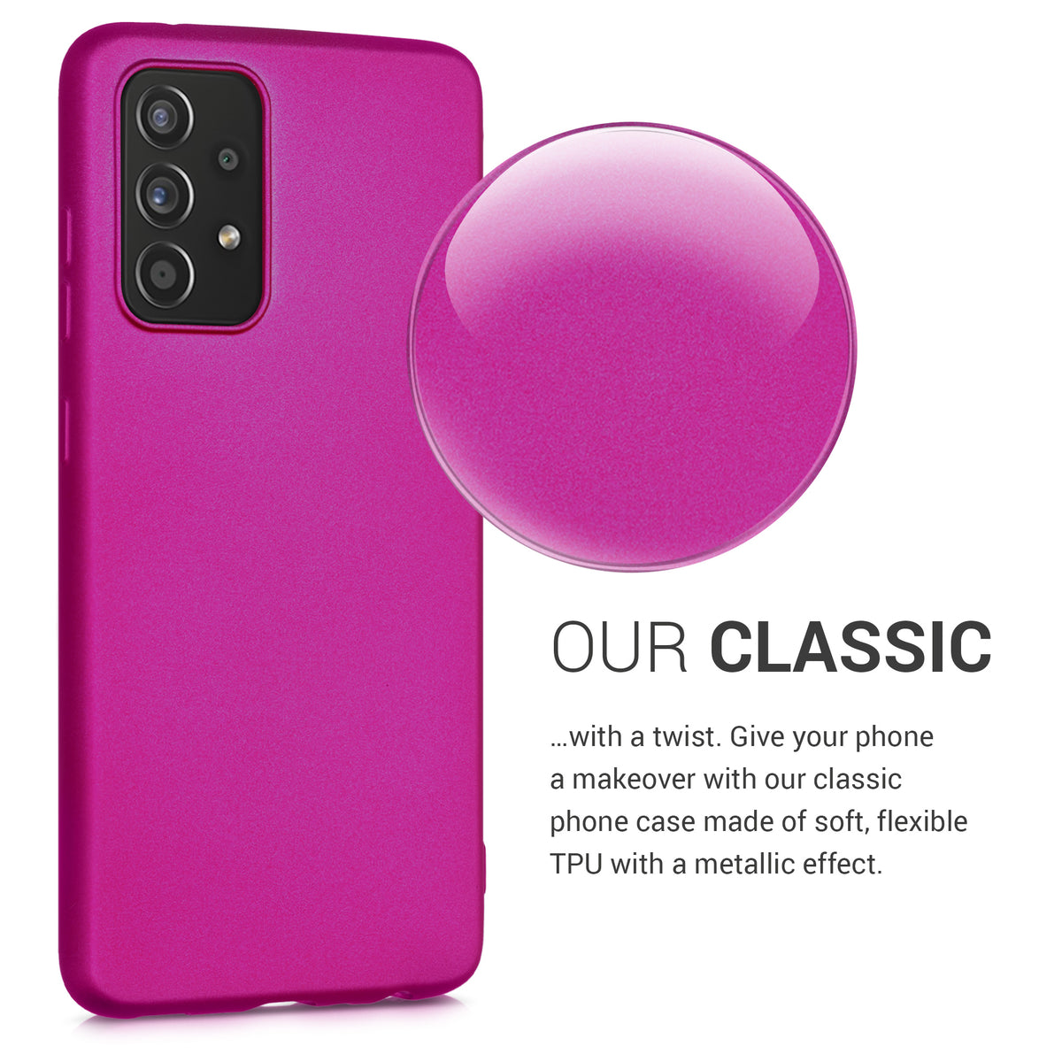kwmobile Phone Case for Samsung Galaxy A52 / A52 5G / A52s 5G - Metallic Shimmer Silicone Cover - Protective Case