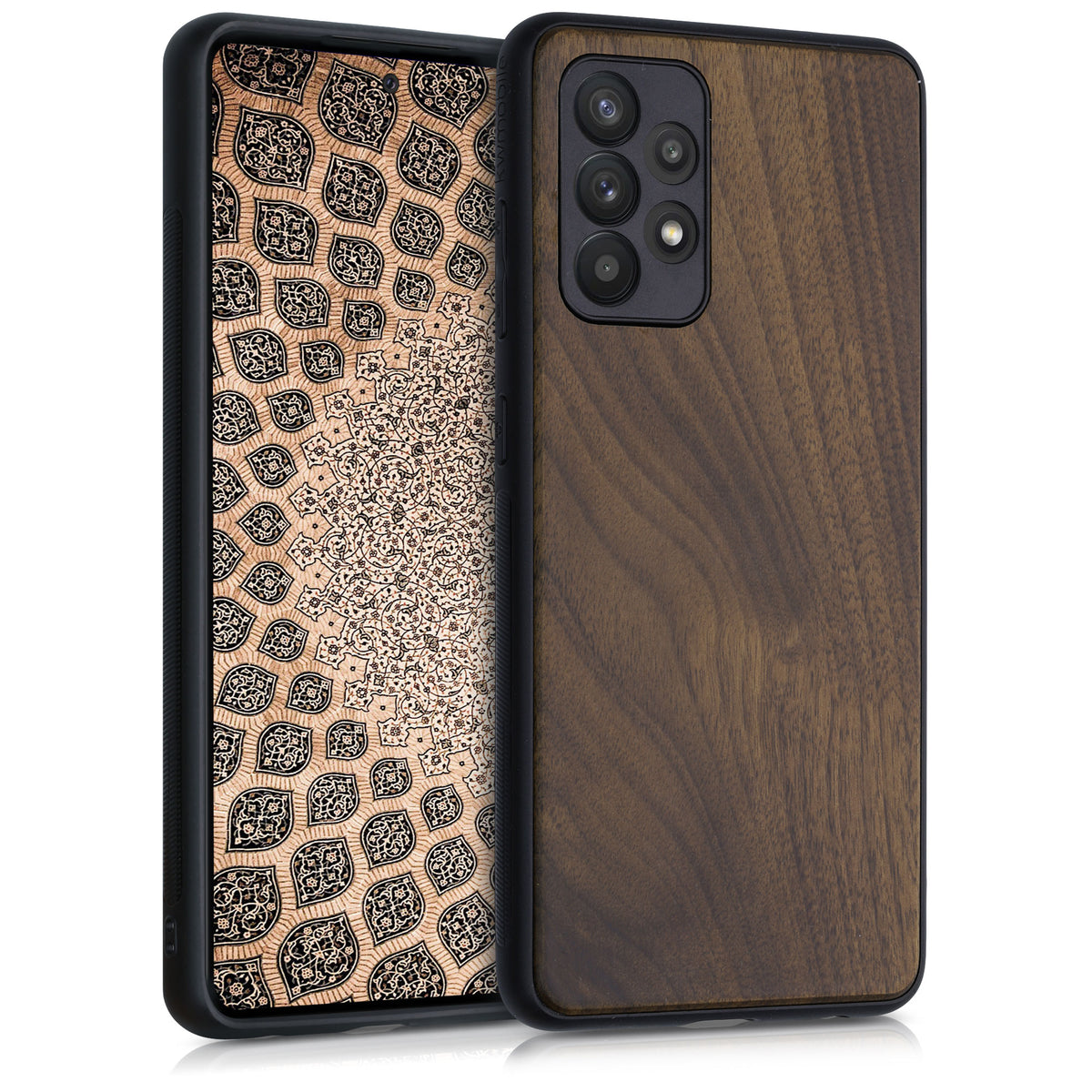 Samsung Galaxy A52 / A52 5G / A52s 5G Shockproof Hard Case with TPU Bumper Walnut Wood