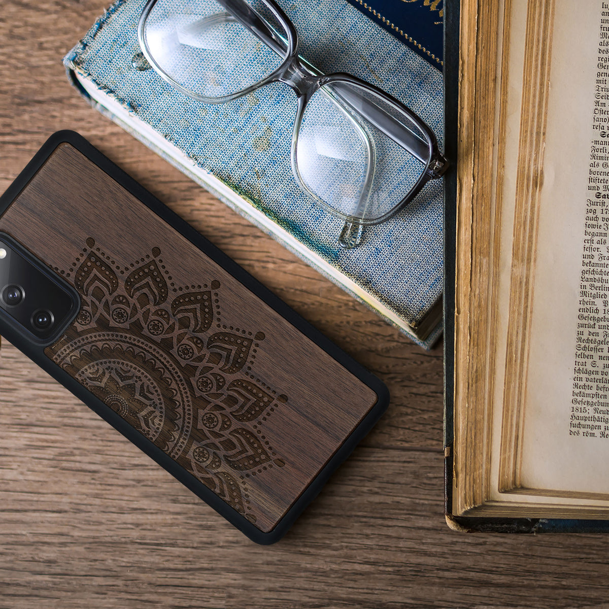 Samsung Galaxy S20 FE Shockproof Hard Case with TPU Bumper Wooden Mandala