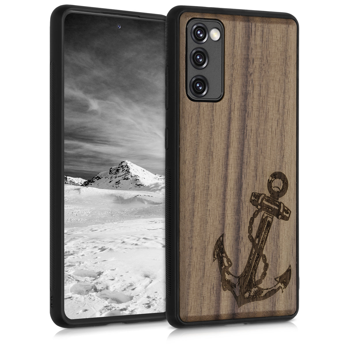 Samsung Galaxy S20 FE Shockproof Hard Case with TPU Bumper Wooden Mandala