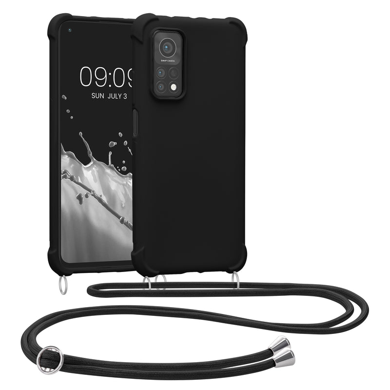 Xiaomi Mi 10T / Mi 10T Pro Matte Silicone Necklace Phone Case with Cord Black