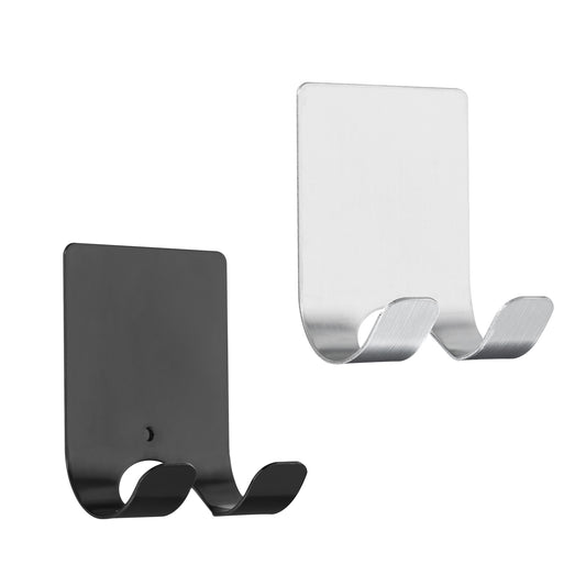 kwmobile 2x selbstklebende Halterung für Rasierer - für versch. Oberflächen - Nassrasierer Halter Set - Wand Haken Schwarz Silber Schwarz  [dsg02]