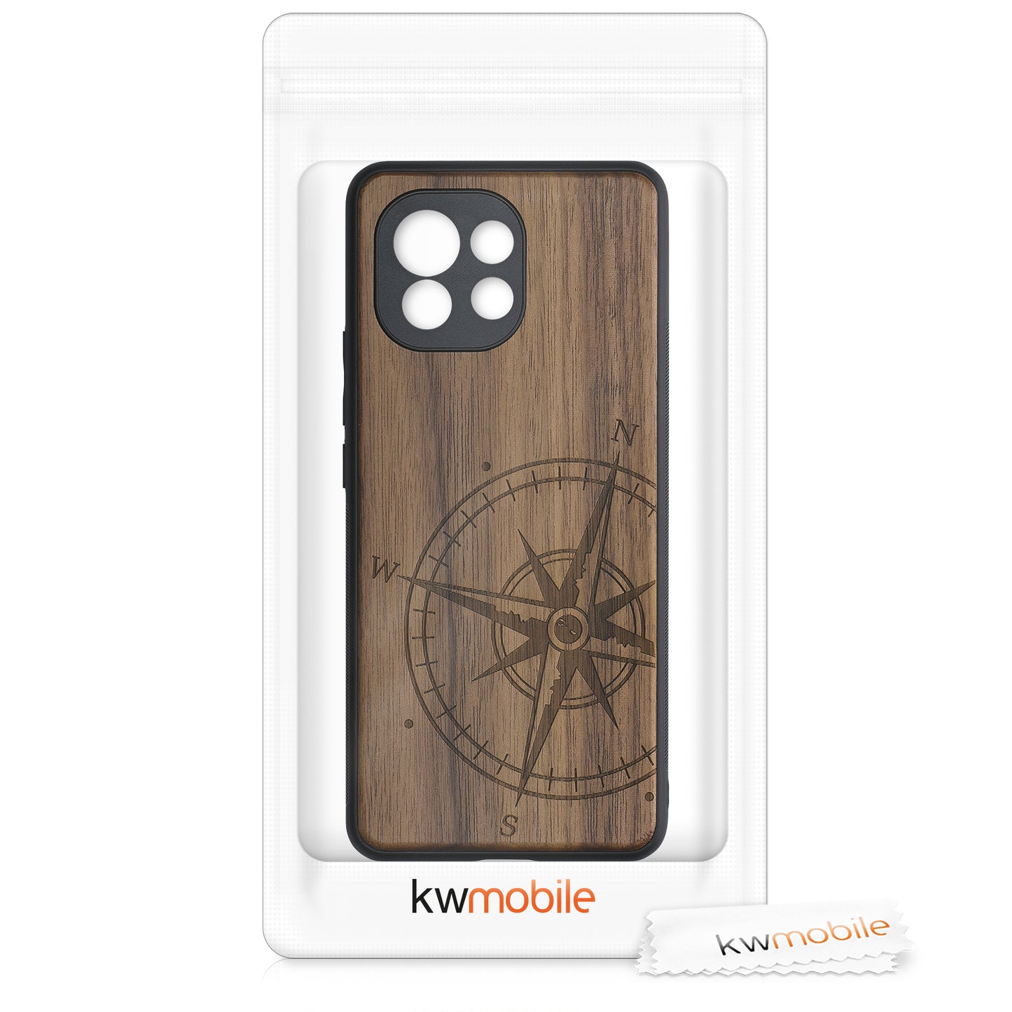 Wooden Hard Case with TPU Bumper for Xiaomi Mi 11 Compass Vintage