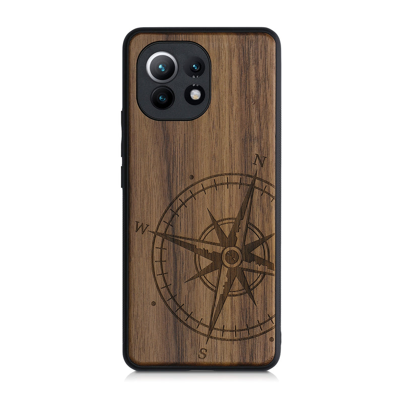 Wooden Hard Case with TPU Bumper for Xiaomi Mi 11 Compass Vintage