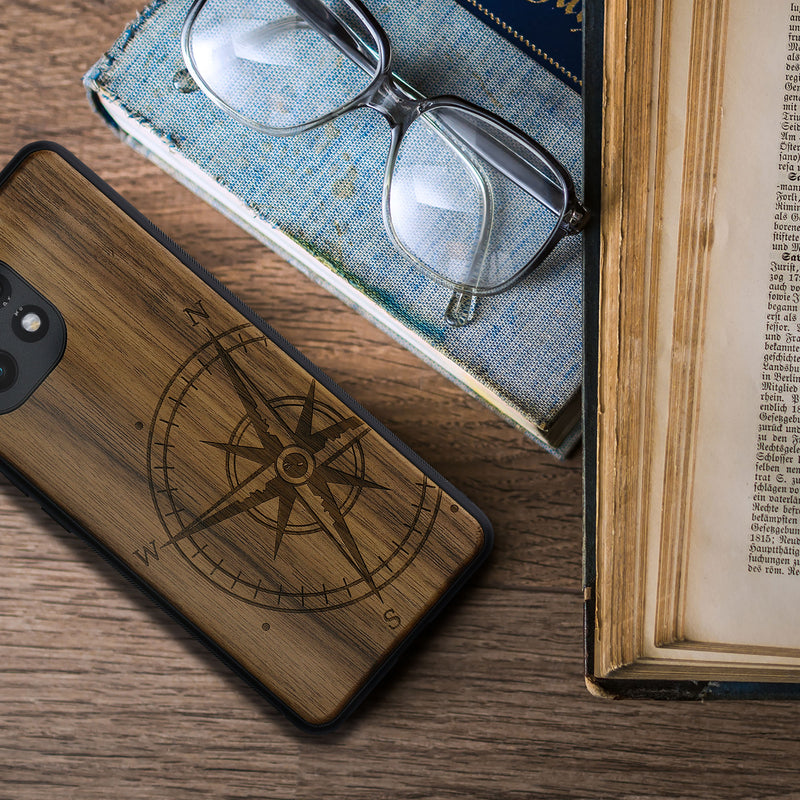 Wooden Hard Case with TPU Bumper for Xiaomi Mi 11 Compass Vintage