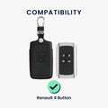 kwmobile Car Key Cover compatible with Renault 4-Button Smartkey Car Key (Keyless Go only) Protective Case Key Cover