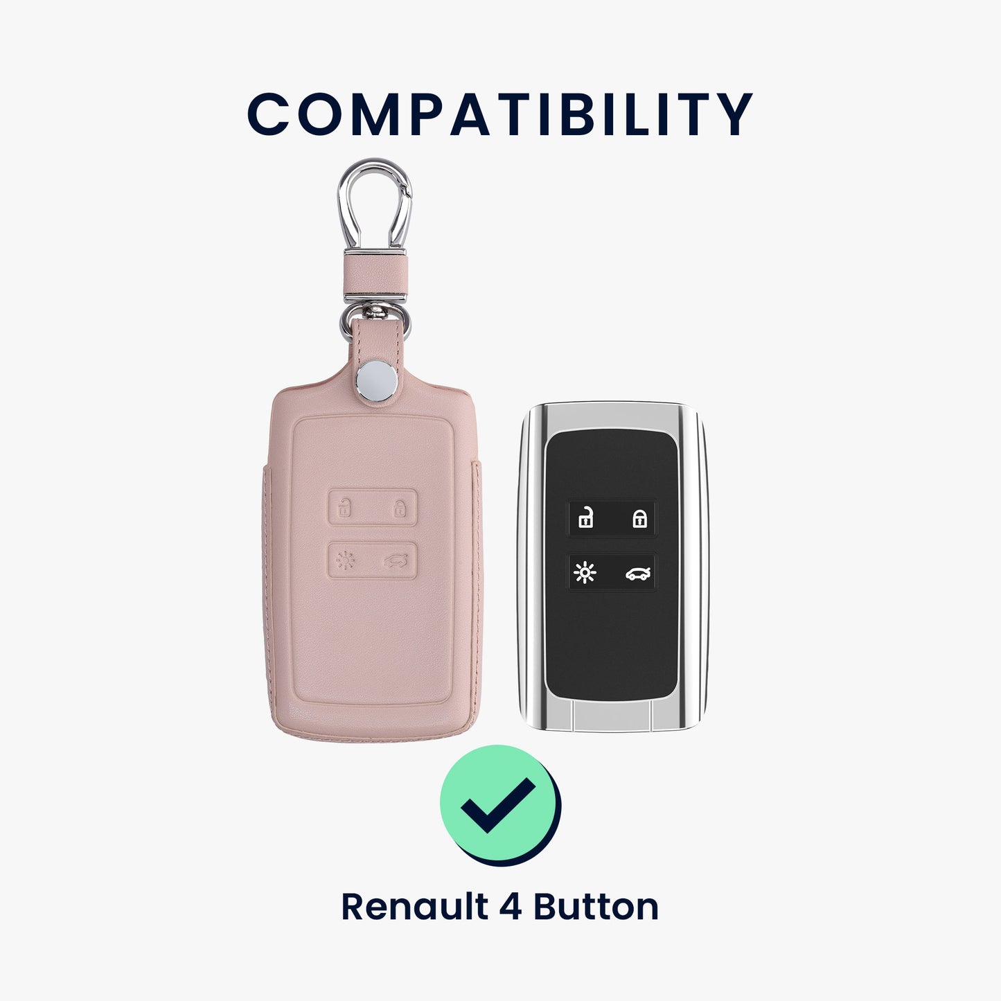 kwmobile Car Key Cover compatible with Renault 4-Button Smartkey Car Key (Keyless Go only) Protective Case Key Cover