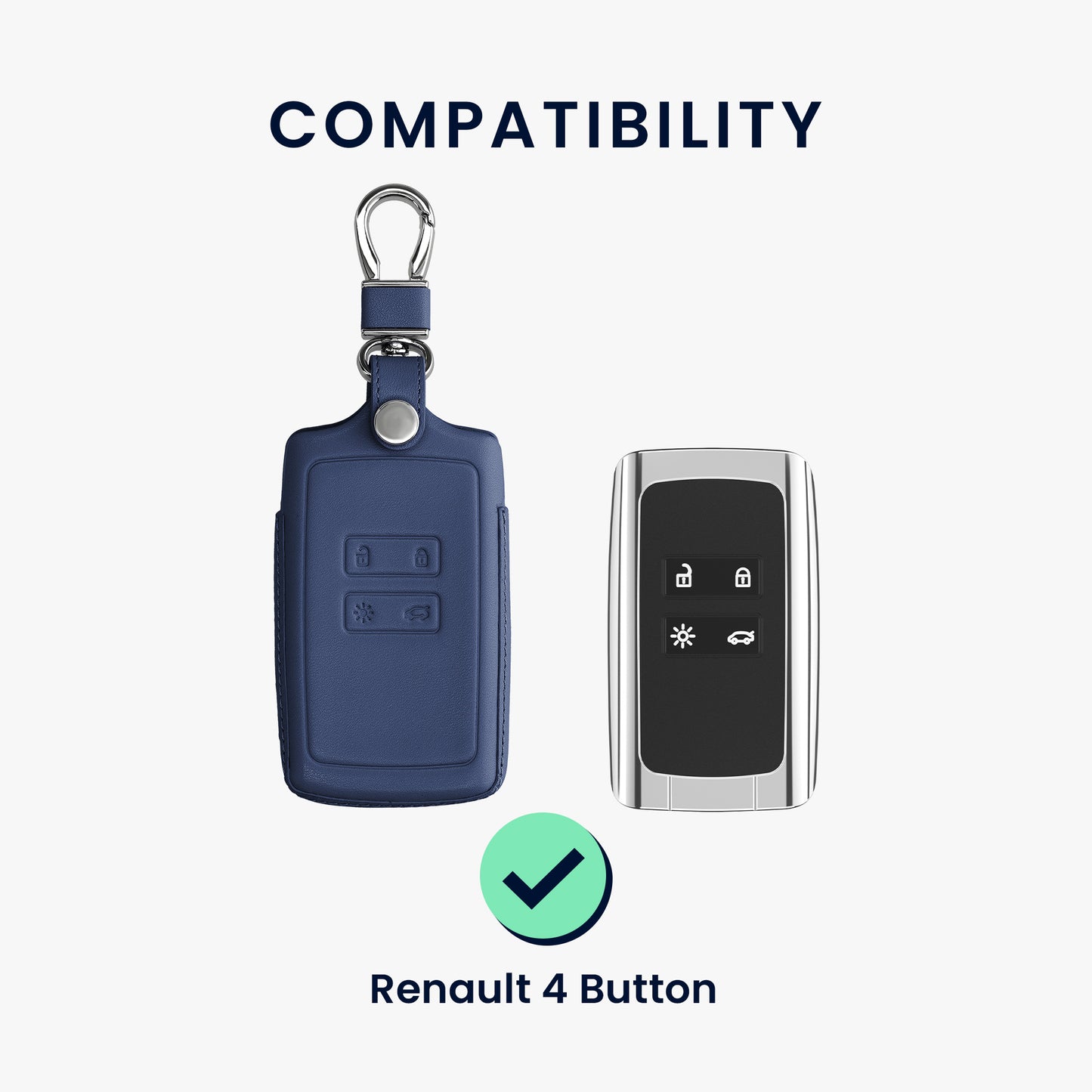 kwmobile Car Key Cover compatible with Renault 4-Button Smartkey Car Key (Keyless Go only) Protective Case Key Cover