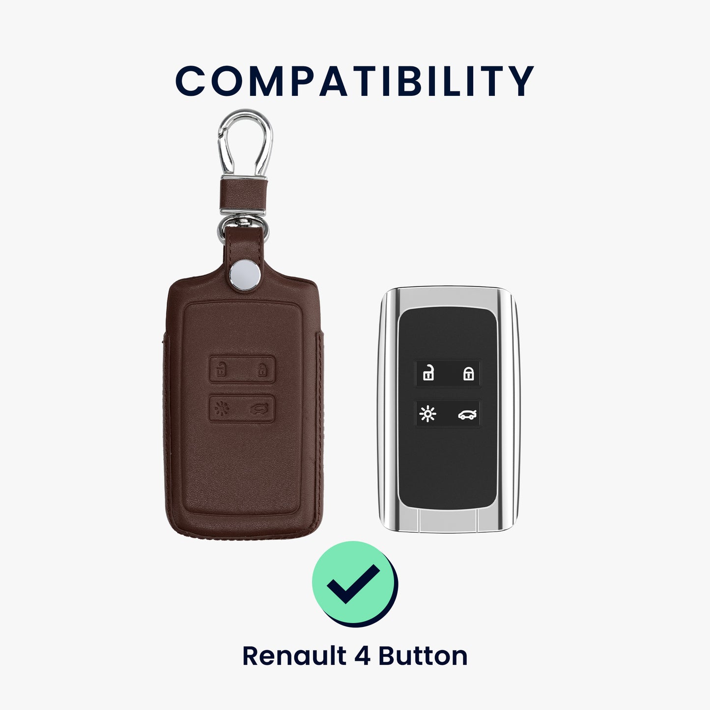kwmobile Car Key Cover compatible with Renault 4-Button Smartkey Car Key (Keyless Go only) Protective Case Key Cover