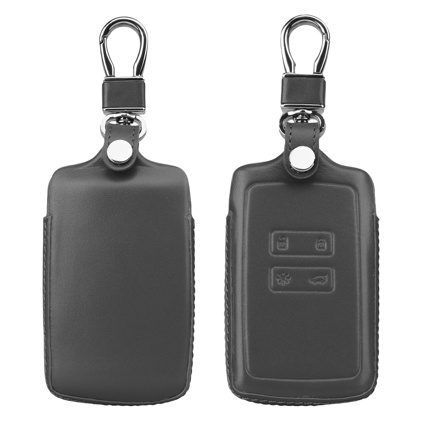 kwmobile Autoschlüssel Hülle kompatibel mit Renault 4-Tasten Smartkey Autoschlüssel (nur Keyless Go) - Leder Schutzhülle Schlüsselhülle Dunkelgrau Dunkelgrau  [dsg08]