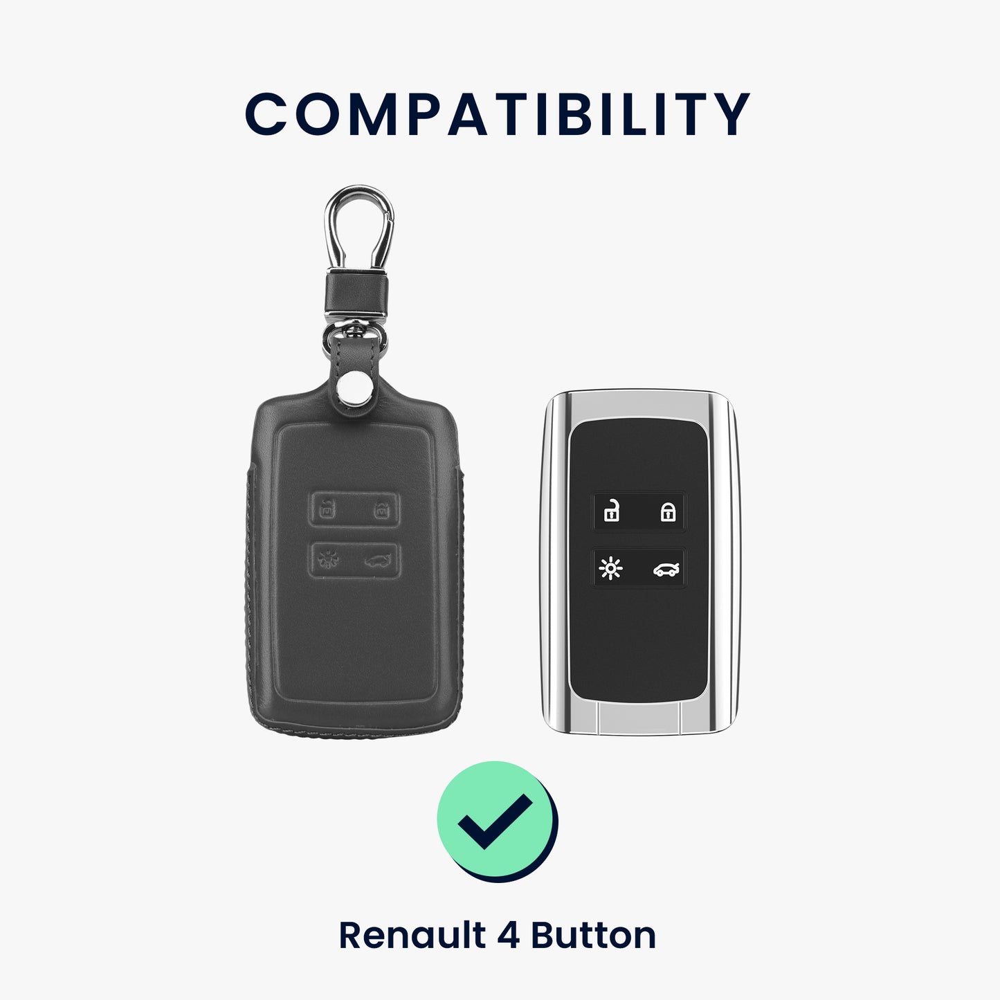 kwmobile Car Key Cover compatible with Renault 4-Button Smartkey Car Key (Keyless Go only) Protective Case Key Cover