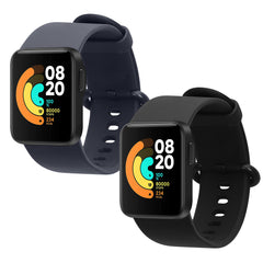 kwmobile 2x Uhrenarmband für Xiaomi Mi Watch Lite / Redmi Watch Armband - Fitnesstracker Band Set aus TPU Silikon - Ersatzarmband Smartwatch - Schwarz Dunkelblau Schwarz  [dsg01]