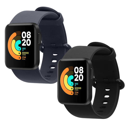 kwmobile 2x Uhrenarmband für Xiaomi Mi Watch Lite / Redmi Watch Armband - Fitnesstracker Band Set aus TPU Silikon - Ersatzarmband Smartwatch - Schwarz Dunkelblau Schwarz  [dsg01]
