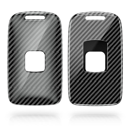 kwmobile Autoschlüssel Hülle kompatibel mit Renault 4-Tasten Smartkey Autoschlüssel (nur Keyless Go) - Hardcover Schutzhülle Schlüsselhülle Cover Carbon Schwarz Schwarz  [dsg01]