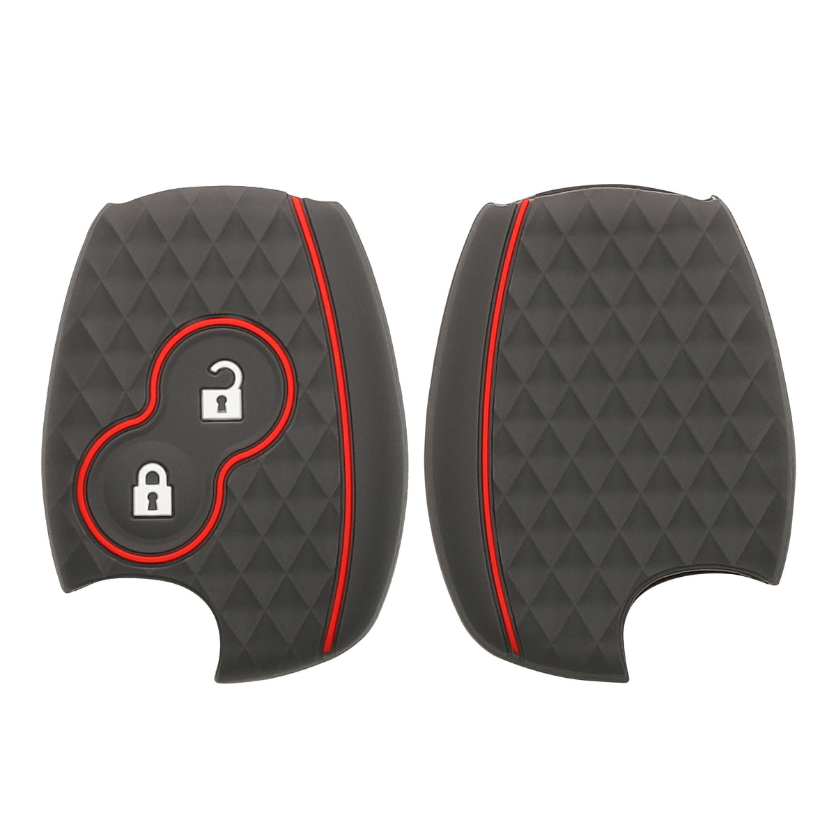 Silicone Car Key Cover for Renault Dacia 2-Button Black and Red Diamond Pattern