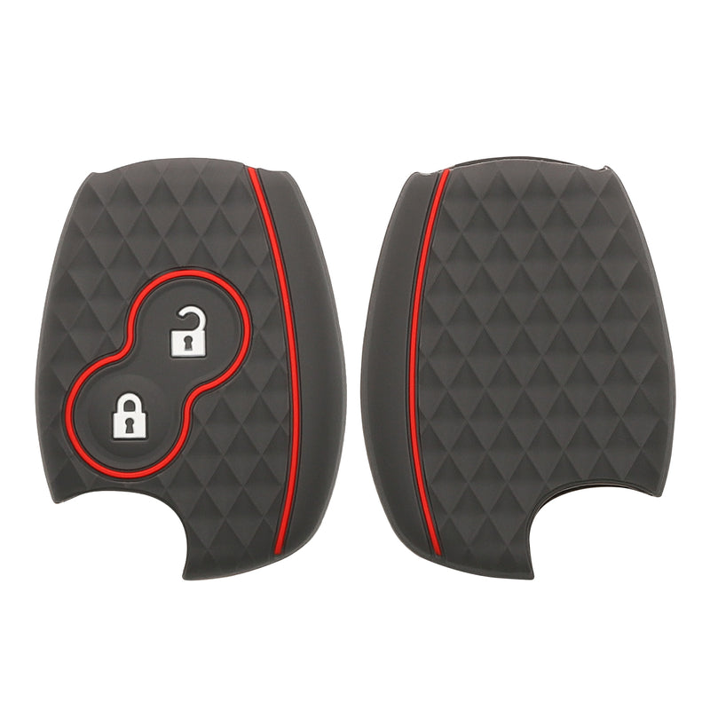 Silicone Car Key Cover for Renault Dacia 2-Button Black and Red Diamond Pattern