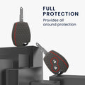 Silicone Car Key Cover for Renault Dacia 2-Button Black and Red Diamond Pattern