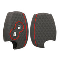 Silicone Car Key Cover for Renault Dacia 2-Button Black and Red Diamond Pattern