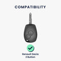 Silicone Car Key Cover for Renault Dacia 2-Button Black and Red Diamond Pattern