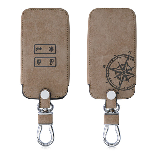 kwmobile Autoschlüssel Hülle kompatibel mit Renault 4-Tasten Smartkey Autoschlüssel (nur Keyless Go) - Kunstleder Schutzhülle Schlüsselhülle Braun Braun  [dsg01]