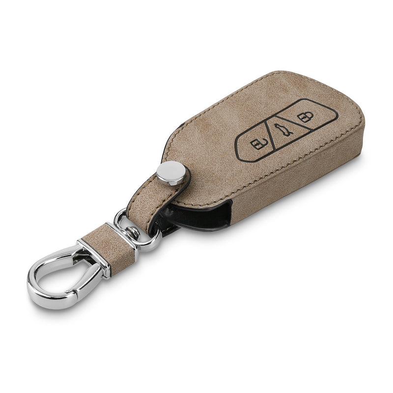 VW Golf 8 3-Button Faux Leather Car Key Cover Taupe Compass