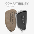 VW Golf 8 3-Button Faux Leather Car Key Cover Taupe Compass