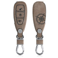Ford 3-Button Keyless Go Faux Leather Car Key Cover Beige Suede Compass