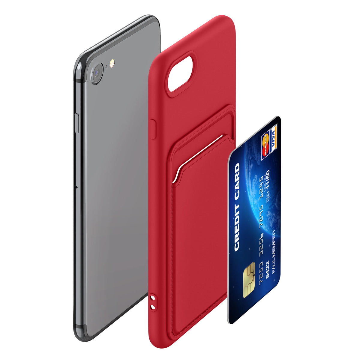 kwmobile Phone Case Compatible with Apple iPhone SE (2022) / iPhone SE (2020) / iPhone 8 / iPhone 7 Case - Phone Cover with Card Slot