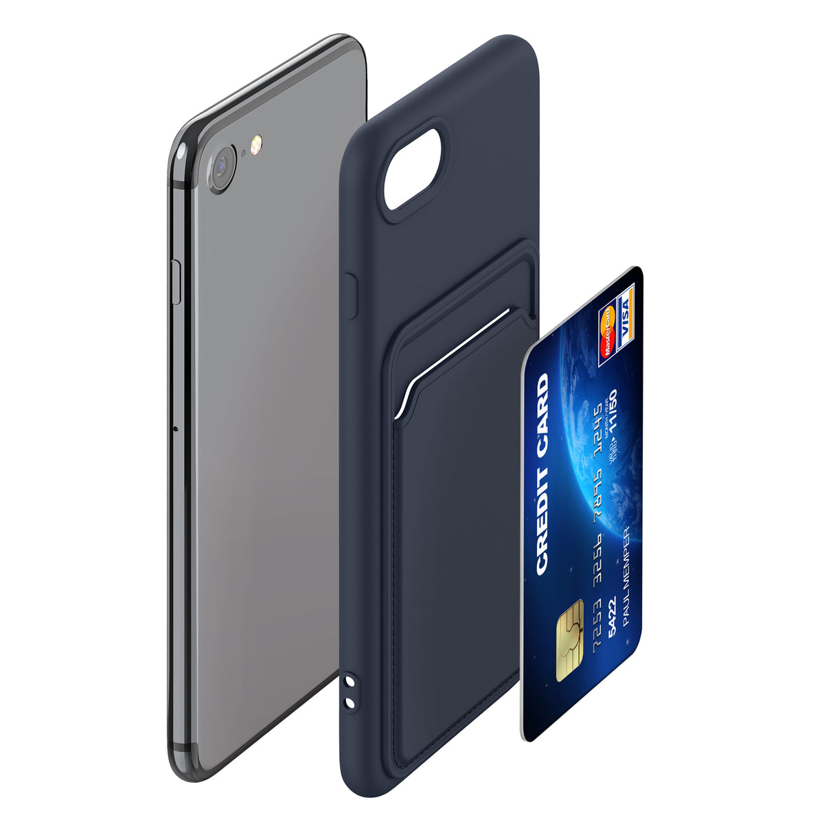 kwmobile Phone Case Compatible with Apple iPhone SE (2022) / iPhone SE (2020) / iPhone 8 / iPhone 7 Case - Phone Cover with Card Slot